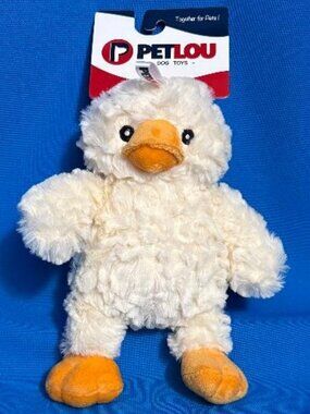 NEW SUPER SOFT 9" FURRY DUCK DOG TOY SOFT CHEW / PLAY TOY W/ SQUEAKER & CRINKLE